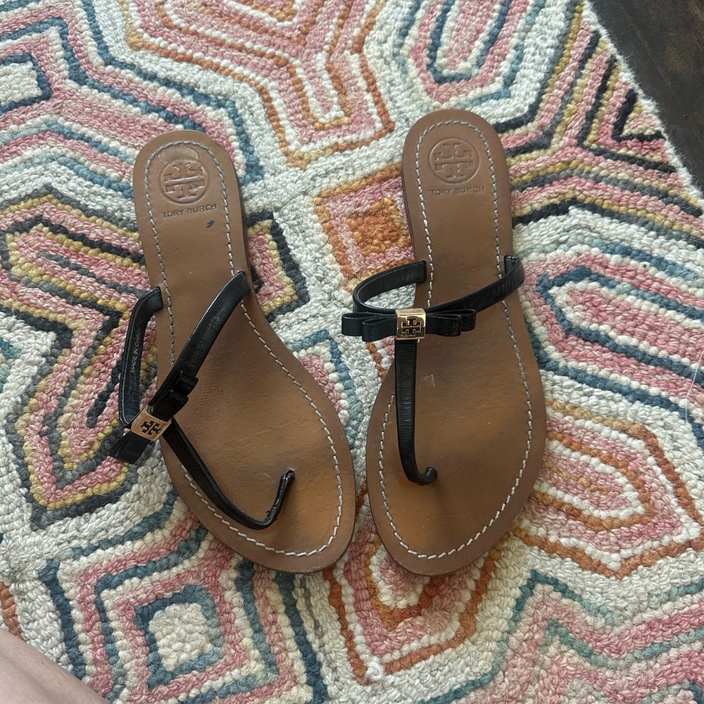 Tory Burch Black and Brown Sandals Minimalist Design